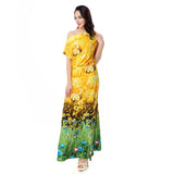 Women Plus Size Maxi Dresses Summer Bohemian Yellow Printings Holiday Dress