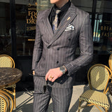 Double Brewed Seersucker Suit Casual Striped Suit for Men