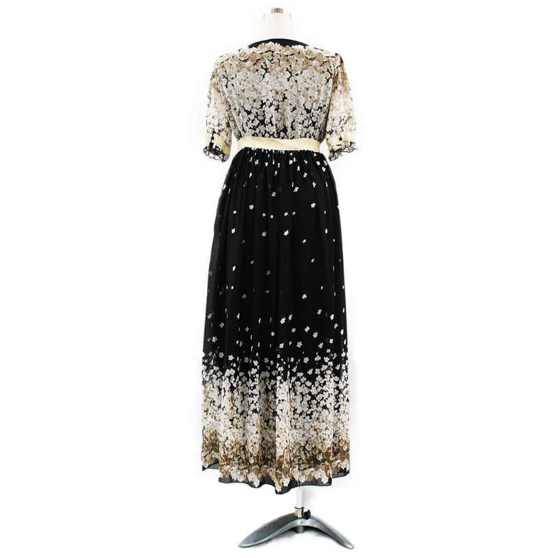 Women Plus Size Maxi Dresses Chiffon Printing Elastic Cord Mop Dress