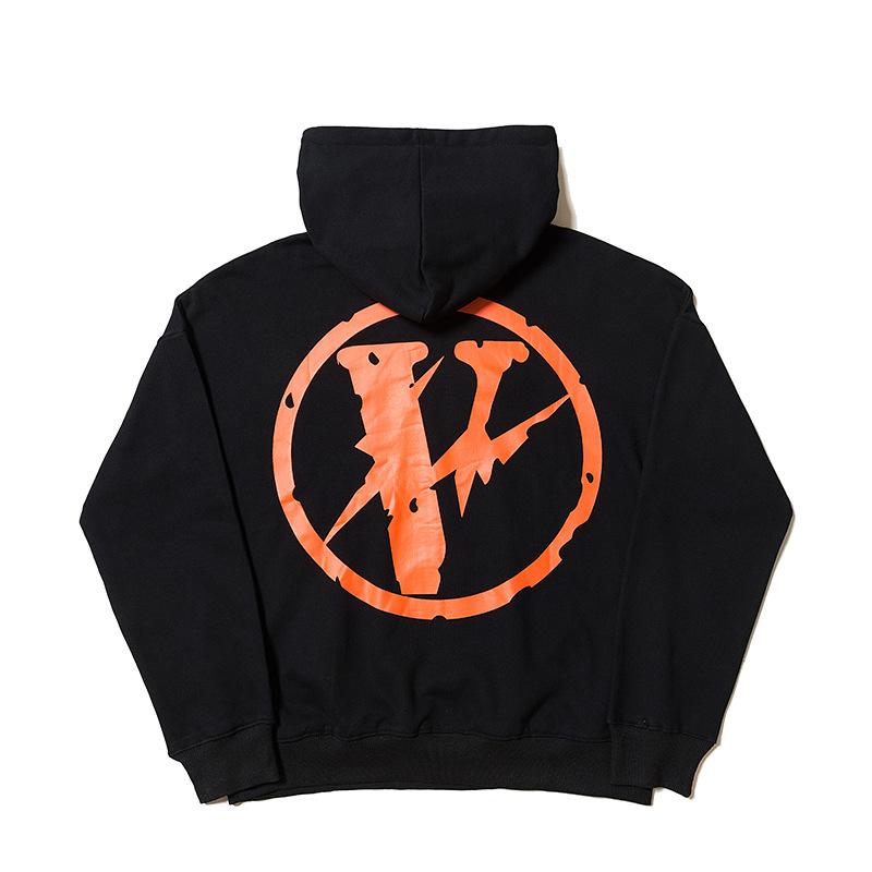 Vlone Hoodie Autumn and Winter Wear Big V Personality plus Size Retro Sports Loose Hooded Pullover Sweater
