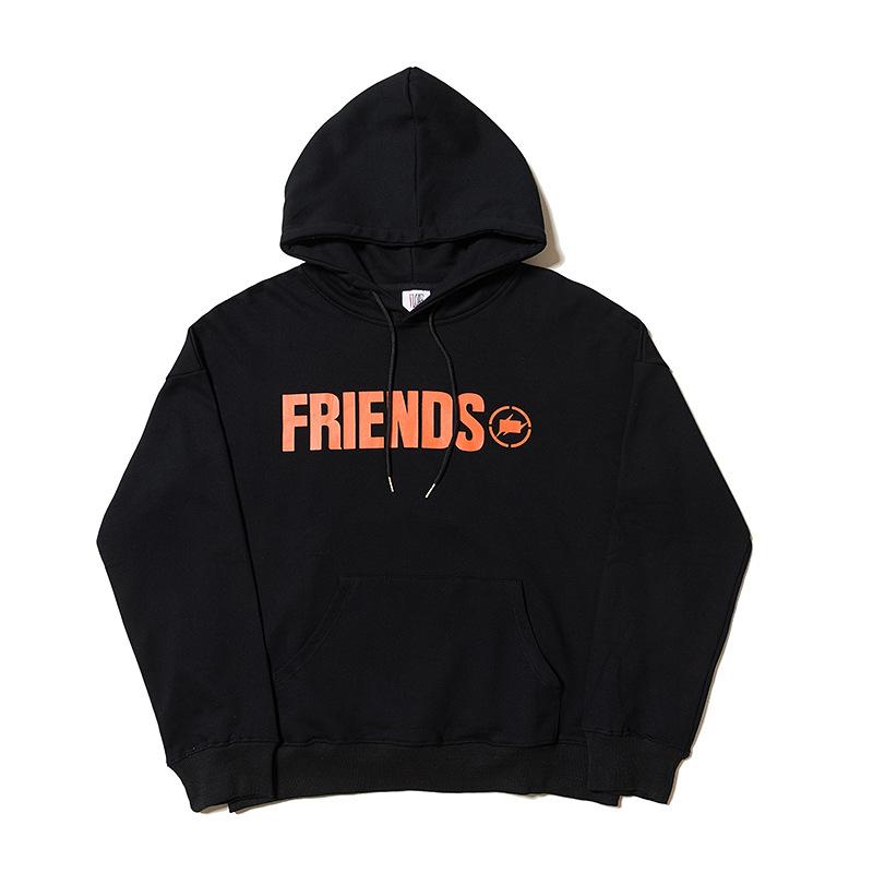 Vlone Hoodie Autumn and Winter Wear Big V Personality plus Size Retro Sports Loose Hooded Pullover Sweater