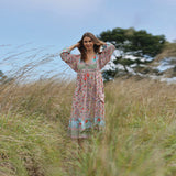 Beth Dutton Bohemian Dress Winter Autumn Midi Dresses Beach Vacation Style Large Swing Pleated Printed Dress