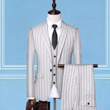 Seersucker Suit Men's Striped Suit Three-Piece Suit