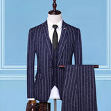 Seersucker Suit Men's Striped Suit Three-Piece Suit