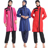 Burkini Muslim Swimwear Thin Sportswear Conservative Swimwear Loose Plus Size Zipper Three-Piece Set with Hat