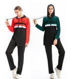 Burkini Muslim Swimwear Color Matching Zipper Drawstring Pocket Hooded Loose Leisure Sports Sweatshirt