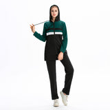 Burkini Muslim Swimwear Color Matching Zipper Drawstring Pocket Hooded Loose Leisure Sports Sweatshirt