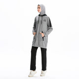 Burkini Muslim Swimwear Stitching Hooded Pullover Pocket Loose Drawstring Long Sleeve Leisure Sports Sweater