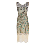The Great Gatsby Prom Dresses round Neck Sleeveless Peacock Dress