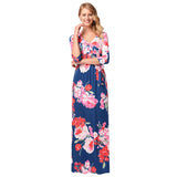 Women Plus Size Maxi Dresses Printed Beach Vacation Half Sleeve V-neck Dress
