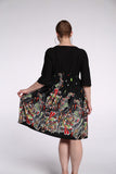 Women Plus Size Midi Dresses Summer Mid-Sleeve V-neck Printed Dress