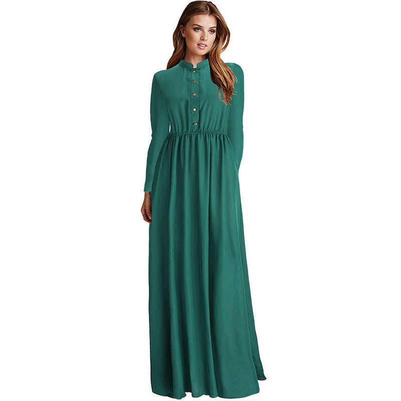 Women Plus Size Maxi Dresses Chiffon Big Swing Green Mop Dress