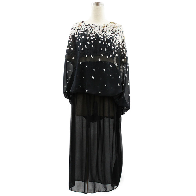 Women Plus Size Maxi Dresses Chiffon Printing Elastic Cord Mop Dress