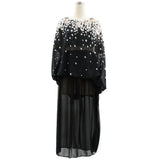 Women Plus Size Maxi Dresses Chiffon Printing Elastic Cord Mop Dress