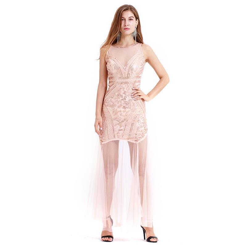 The Great Gatsby Dresses Sexy Women's round Neck Lace Yarn Dress