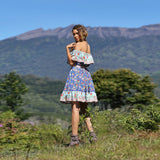 Beth Dutton Bohemian Dress Beach Vacation Style Large Swing Pleated Printed Dress