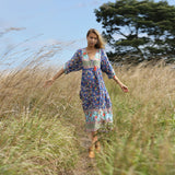 Beth Dutton Bohemian Dress Winter Autumn Midi Dresses Beach Vacation Style Large Swing Pleated Printed Dress