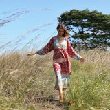 Beth Dutton Bohemian Dress Winter Autumn Midi Dresses Beach Vacation Style Large Swing Pleated Printed Dress