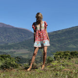 Beth Dutton Bohemian Dress Summer Spring Mini Dresses Beach Vacation Style Large Swing Pleated Printed Dress