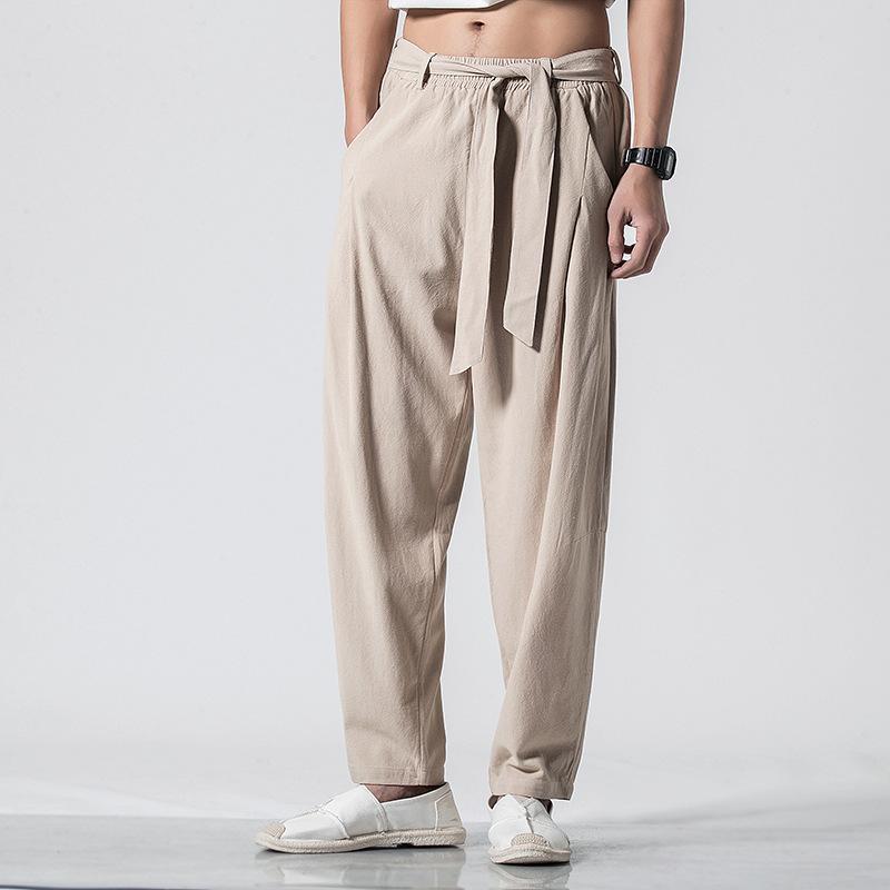 Linen Pants Straight Leg Pants Loose Men's plus Size Overweight Man Casual Pants Men