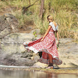 Beth Dutton Bohemian Dress Summer Spring Midi Dresses Beach Vacation Style Short Sleeve Large Swing Pleated Printed Dress