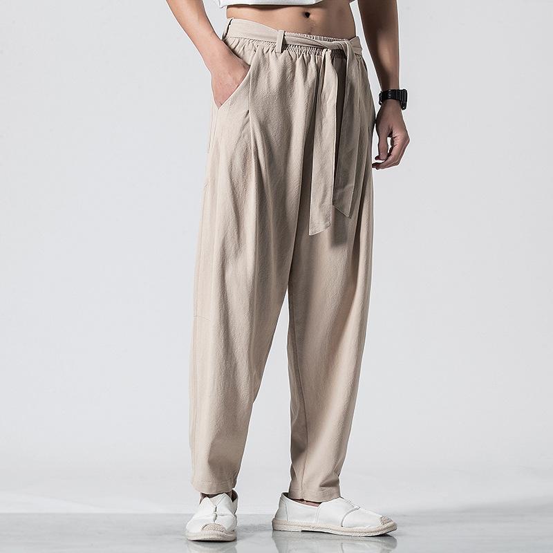 Linen Pants Straight Leg Pants Loose Men's plus Size Overweight Man Casual Pants Men
