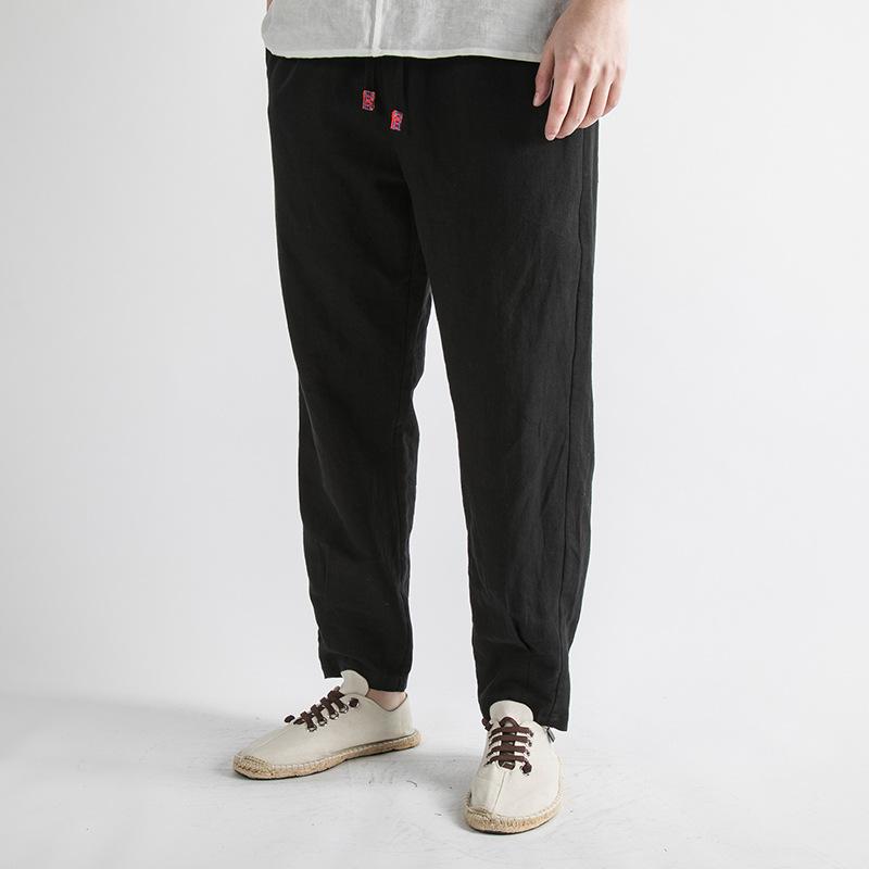 Linen Pants Straight Leg Pants Summer Retro Loose Straight Casual Pants Men's Clothing