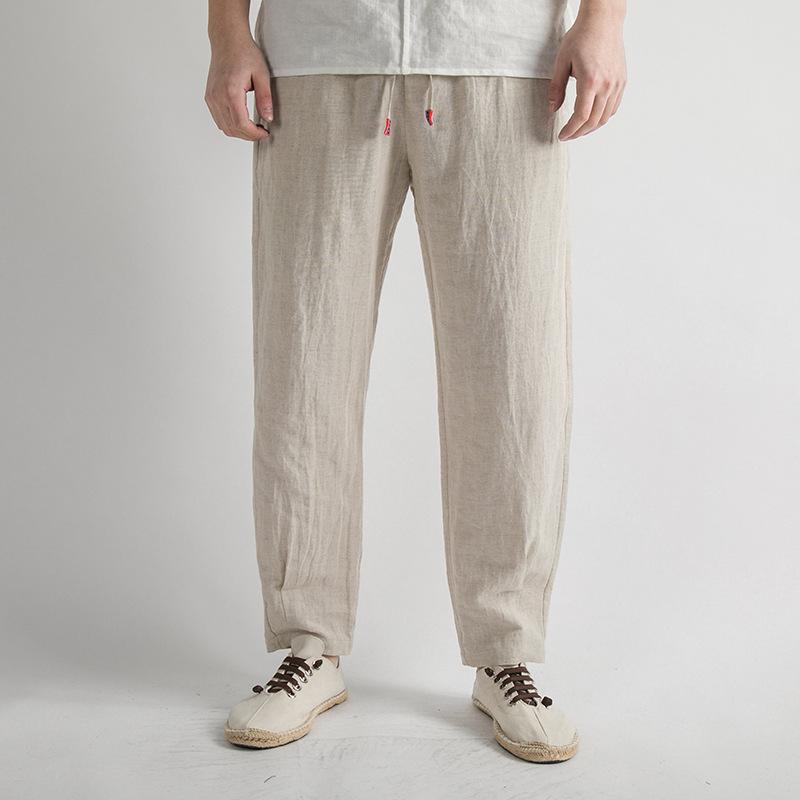 Linen Pants Straight Leg Pants Summer Retro Loose Straight Casual Pants Men's Clothing