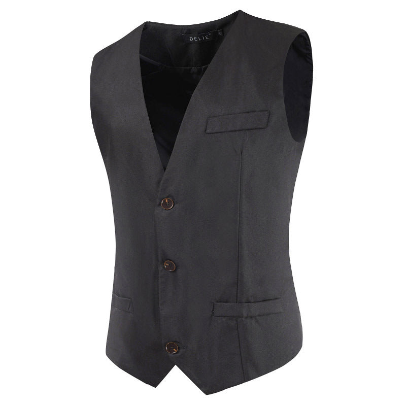 Men's Dress Vests Men's Vest Casual Jacket Fashion Casual Simple Men's Solid Color Single-Breasted V-neck Slim-Fitting Men's Clothing Waistcoat