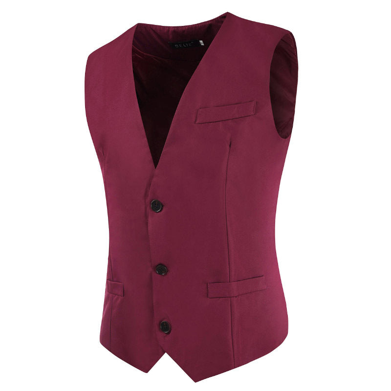 Men's Dress Vests Men's Vest Casual Jacket Fashion Casual Simple Men's Solid Color Single-Breasted V-neck Slim-Fitting Men's Clothing Waistcoat
