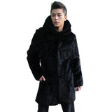 Beaver Coat Men's Fur Coat Hooded Mid-Length Large Size Casual