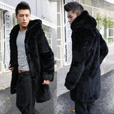 Beaver Coat Men's Fur Coat Hooded Mid-Length Large Size Casual