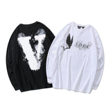 Vlone Sweatshirt Spring and Autumn plus Size Retro Sports Long Sleeve Tshirt Top