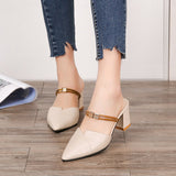 Nude Chunky Heel Slippers