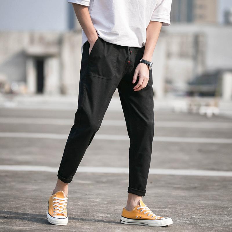 Linen Pants Straight Leg Pants Drawstring Lightweight Elastic Beach Pants Large Size Casual Pants Men's Loose