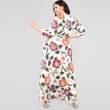 Women Plus Size Maxi Dresses Flower Printed V-neck Tight Maxi Dress Summer