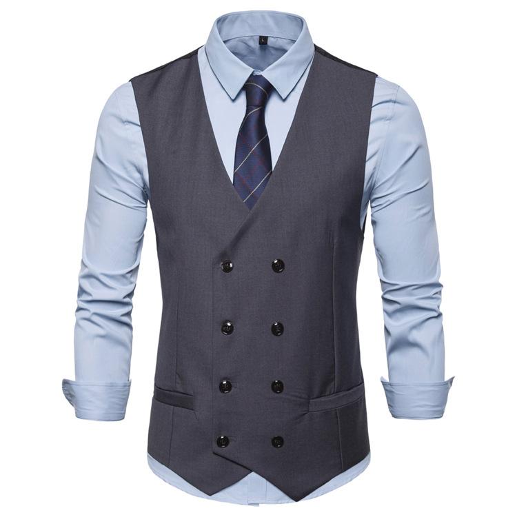 Mens Dress Vests Men's Vest Casual Jacket Business Waistcoat Vest Man Trendy Slim V-neck Men's Suit