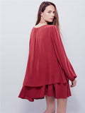 Women Dresses plus Size Sexy V-neck Lantern Sleeve Dress