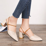 Nude Chunky Heel Slippers