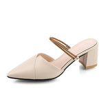 Nude Chunky Heel Slippers