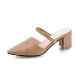 Nude Chunky Heel Slippers