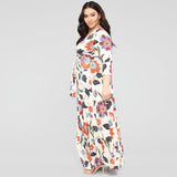 Women Plus Size Maxi Dresses Flower Printed V-neck Tight Maxi Dress Summer