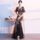 Sequin Evening Dress Golden Evening Dress Slim Fishtail Dress