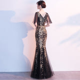 Sequin Evening Dress Golden Evening Dress Slim Fishtail Dress