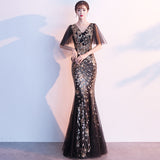 Sequin Evening Dress Golden Evening Dress Slim Fishtail Dress
