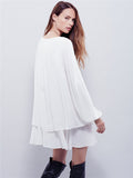 Women Dresses plus Size Sexy V-neck Lantern Sleeve Dress