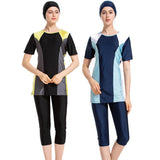 Burkini Muslim Swimwear Color Matching Short Sleeve Shorts Three-Piece Summer Beachwear Women