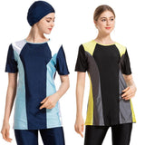Burkini Muslim Swimwear Color Matching Short Sleeve Shorts Three-Piece Summer Beachwear Women