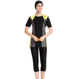 Burkini Muslim Swimwear Color Matching Short Sleeve Shorts Three-Piece Summer Beachwear Women