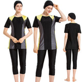 Burkini Muslim Swimwear Color Matching Short Sleeve Shorts Three-Piece Summer Beachwear Women